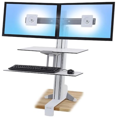 Spark Dual Monitor Sit-Stand with Worksurface Plus - White SP528305